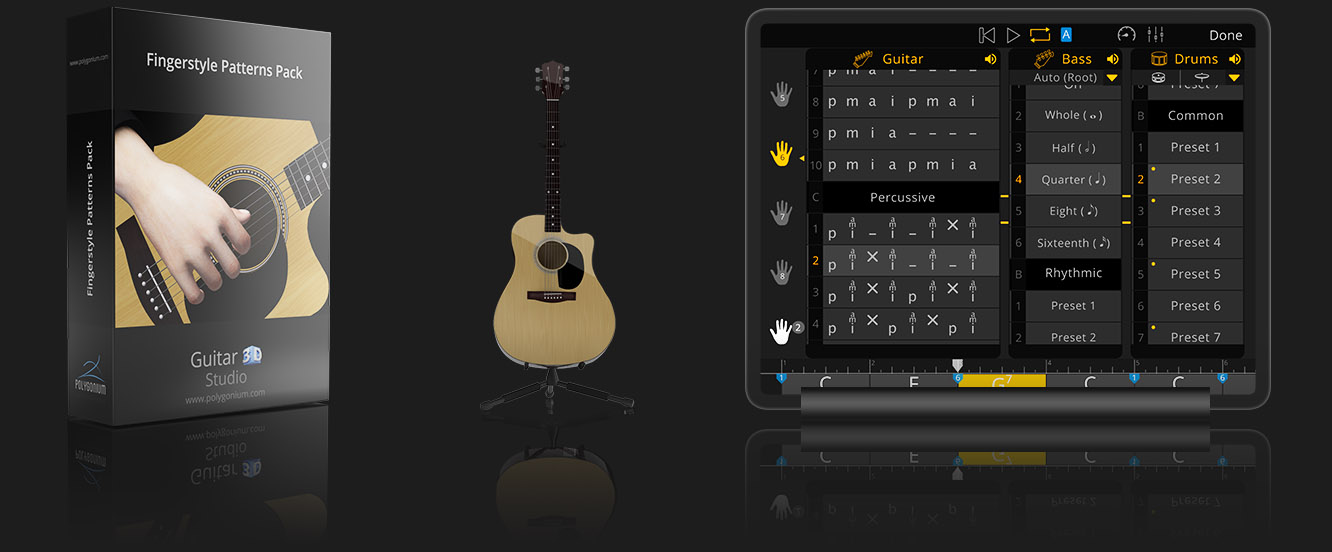 Guitar 3D Studio fingerstyle patterns
