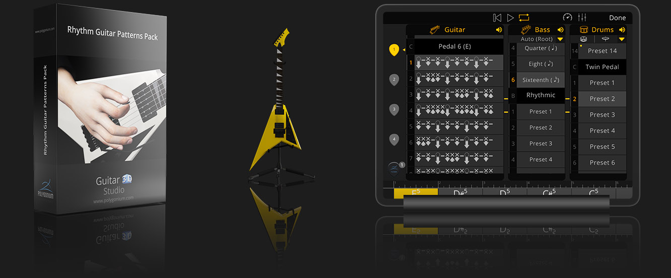 Guitar 3D Studio rhythm patterns